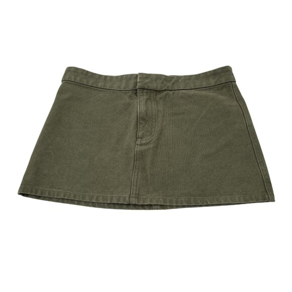 Venroy Pigment Dyed Mini Skirt in Smokey Olive - Picture 1 of 5